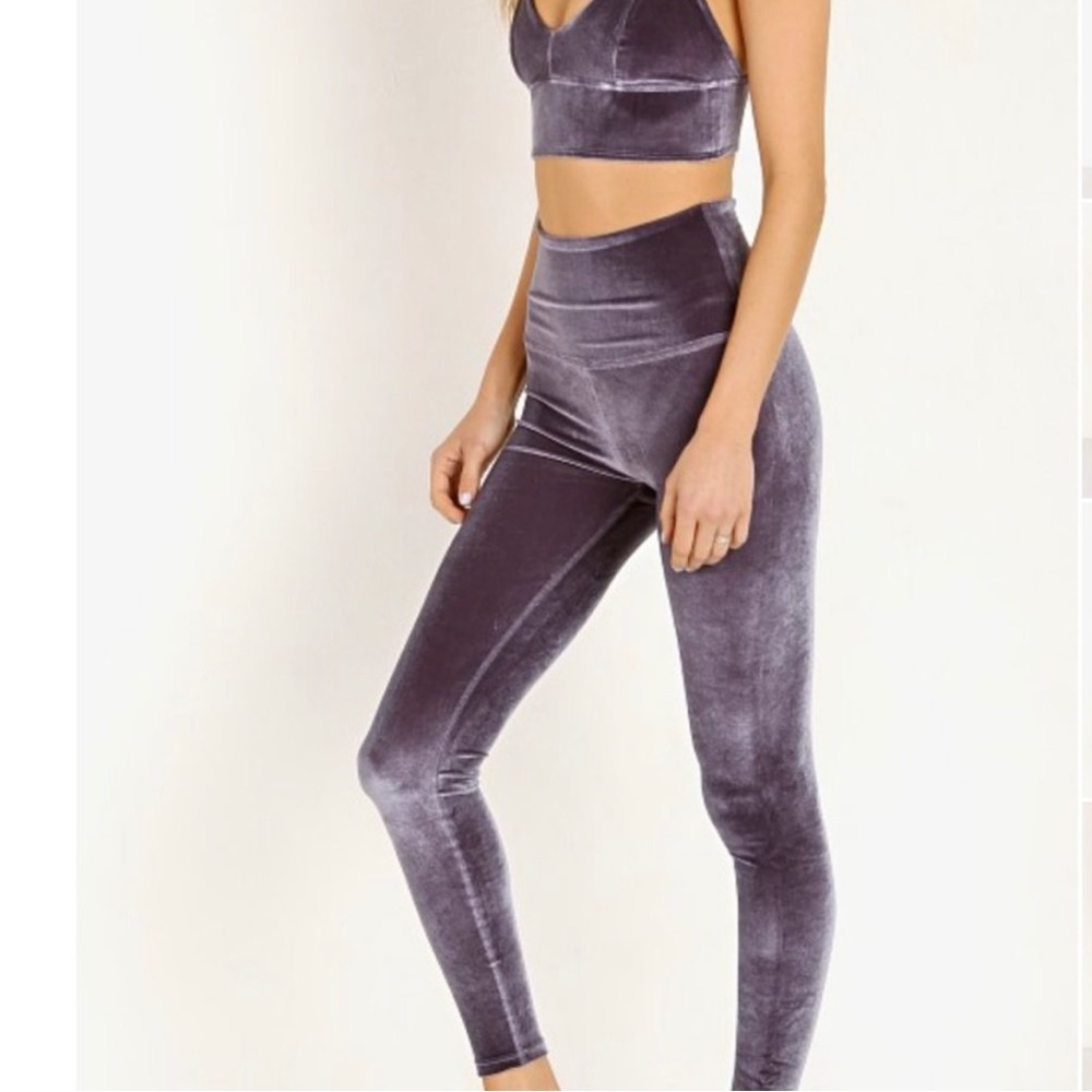 Beyond Yoga Purple Velvet Leggings